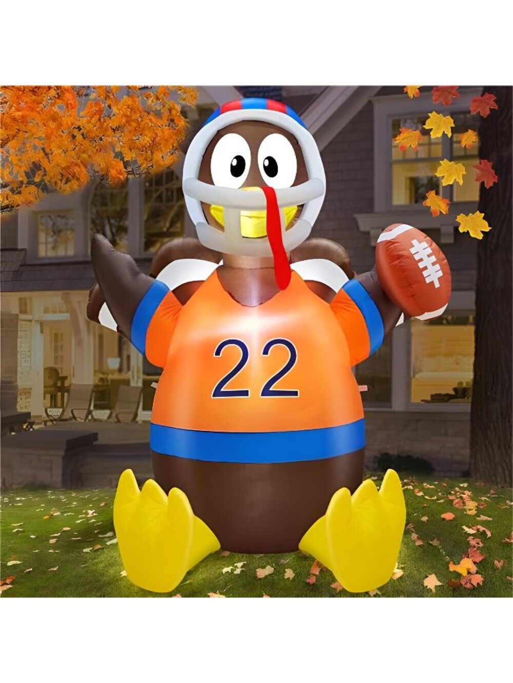 5 Ft Thanksgiving Inflatables Outdoor Decorations, American Football